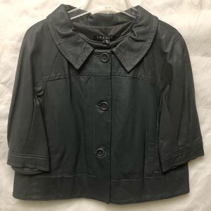 Theory Leather Jacket New Grey Button Down